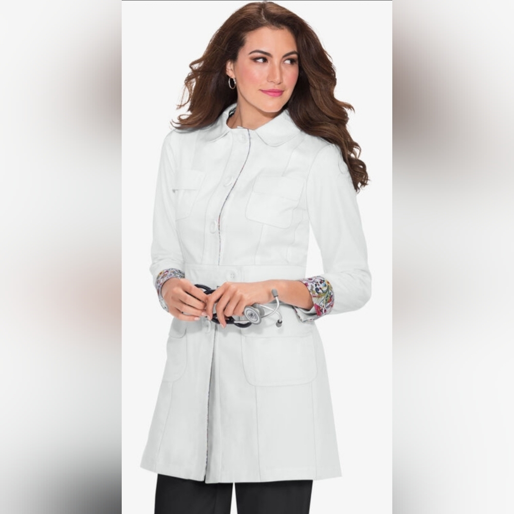 Women's Lab Coat with Patterned Cuffs